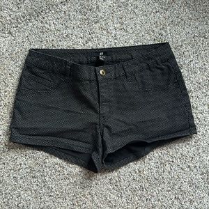 Black polka dot jeans shorts